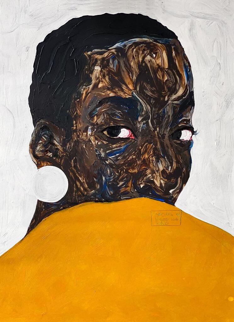 Amoako Boafo. Aurore Iradukunda (2020). Oil on paper.